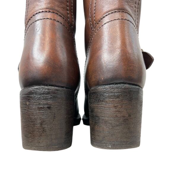 FRYE Vera Slouch Harness Knee-High Leather Riding Boots in Brown Women's Size 8B - Picture 12 of 16